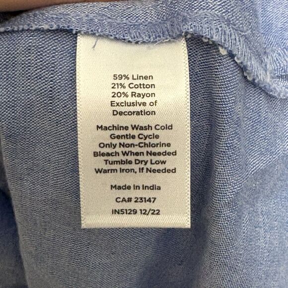 Talbots Women’s Peasant Top Cotton Linen Embroidered 3X Boho Casual Preppy - Picture 5 of 7